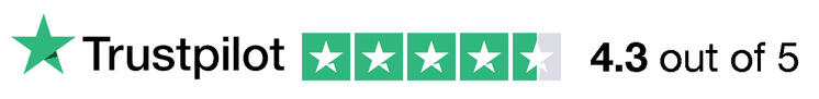 Trustpilot logo and star-ranking 4.3